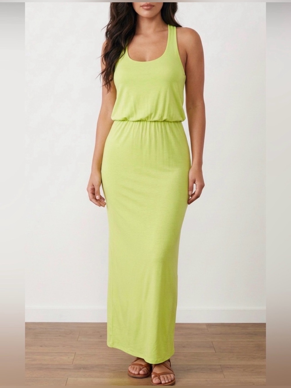Sleeveless Lime Green Maxi Dress